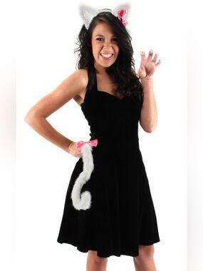 NWT Elope Cute White cat plush ear headband and tail kit